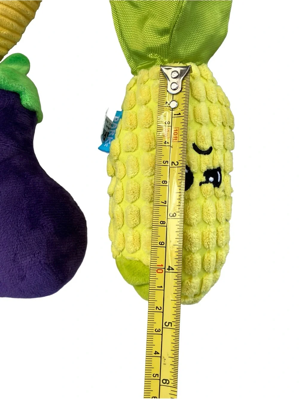 Bark Box Roots Crew Carrots & Double Trouble Veggies Egg Plant Corn M/L Dog Toys